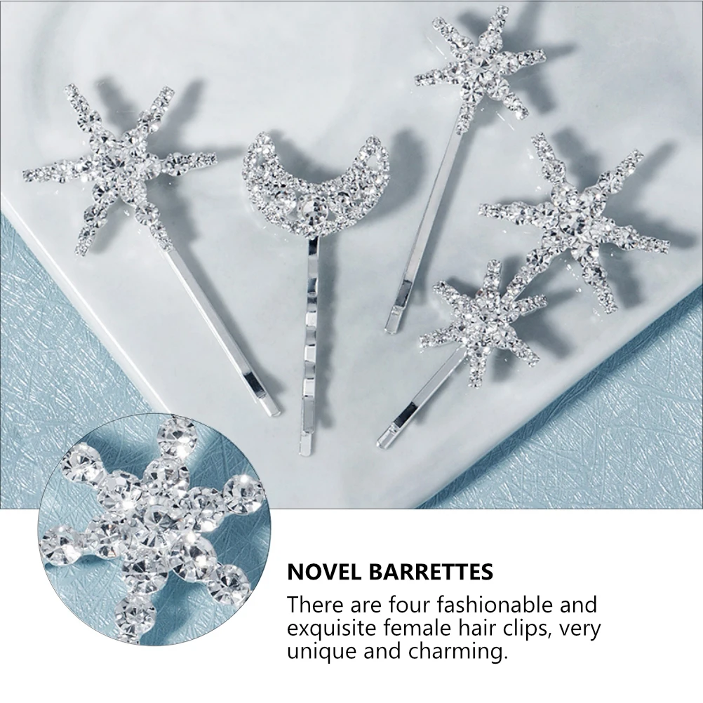 

4 pcs One-length Clips High-toughness Heat-resistant Shiny Fashion Woman Barrettes Delicate Headdresses Novel Accessories