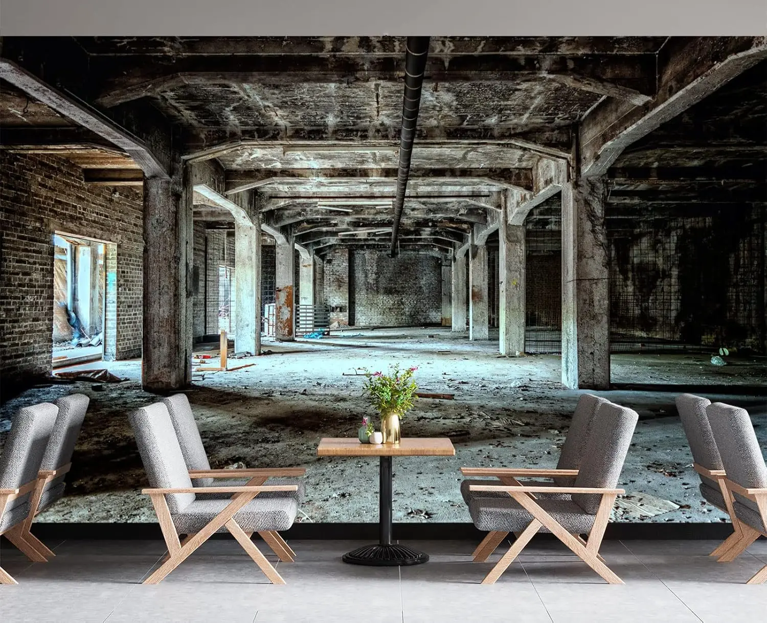 Realistic Abandoned Tunnel Industrial Architectural Decay Tapestry Polyester Wall Art for Grunge Home Decor Background