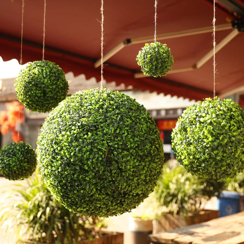 10-48cm Artificial Green Plant Grass Ball Simulated Boxwood Decorative Ball Balcony Courtyard Garden Wedding Home Decoration