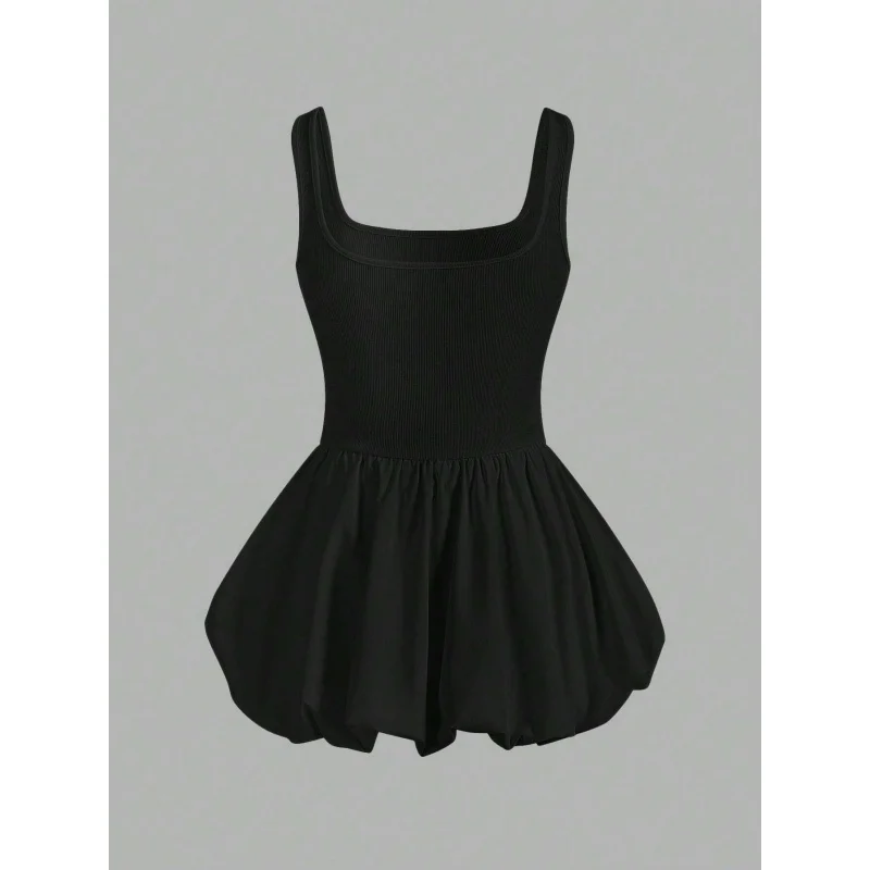 New Women's Simple Sexy Tank Dress Slim Fit Puff Short Dress