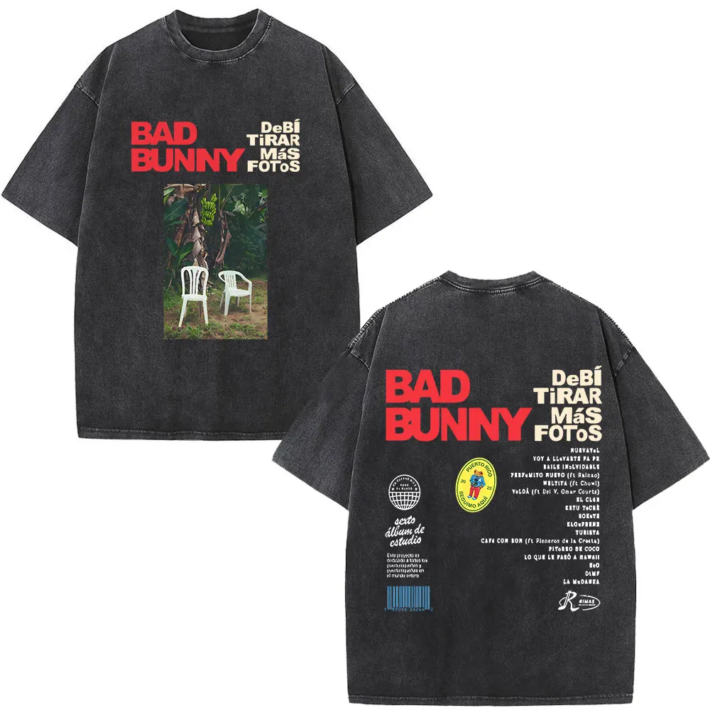 Washed Vintage Rapper Bad Bunny T-shirt Debi Tirar Mas Fotos DTMF