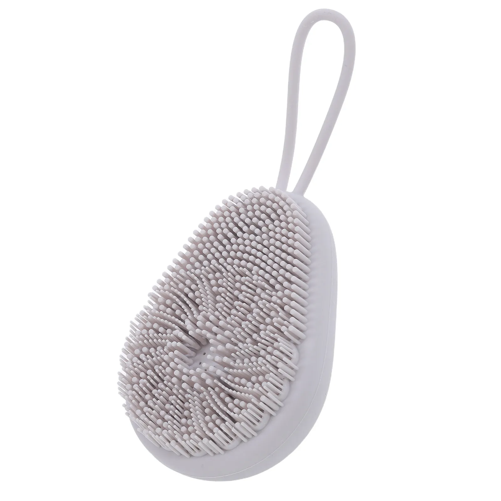

Soft Silicone Body Scrubber Light Grey Avocado Shape Gentle Exfoliating Bath Brush for Sensitive Skin Portable Shower Scalp