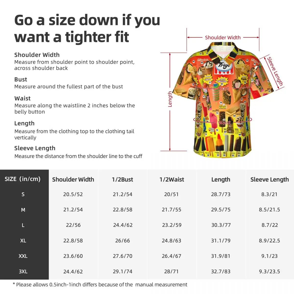 3D Print Ice Cream Hawaiian Shirt for Man Summer Beach Vocation Short Sleeve Vintage Ice-Cream Menu Button Down Shirts Beachwear