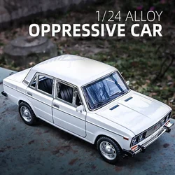 1:24 russo LADA 2106 modello di auto in lega pressofuso veicoli in metallo simulazione suono e luce tirare indietro collezione di auto giocattoli per bambini regalo