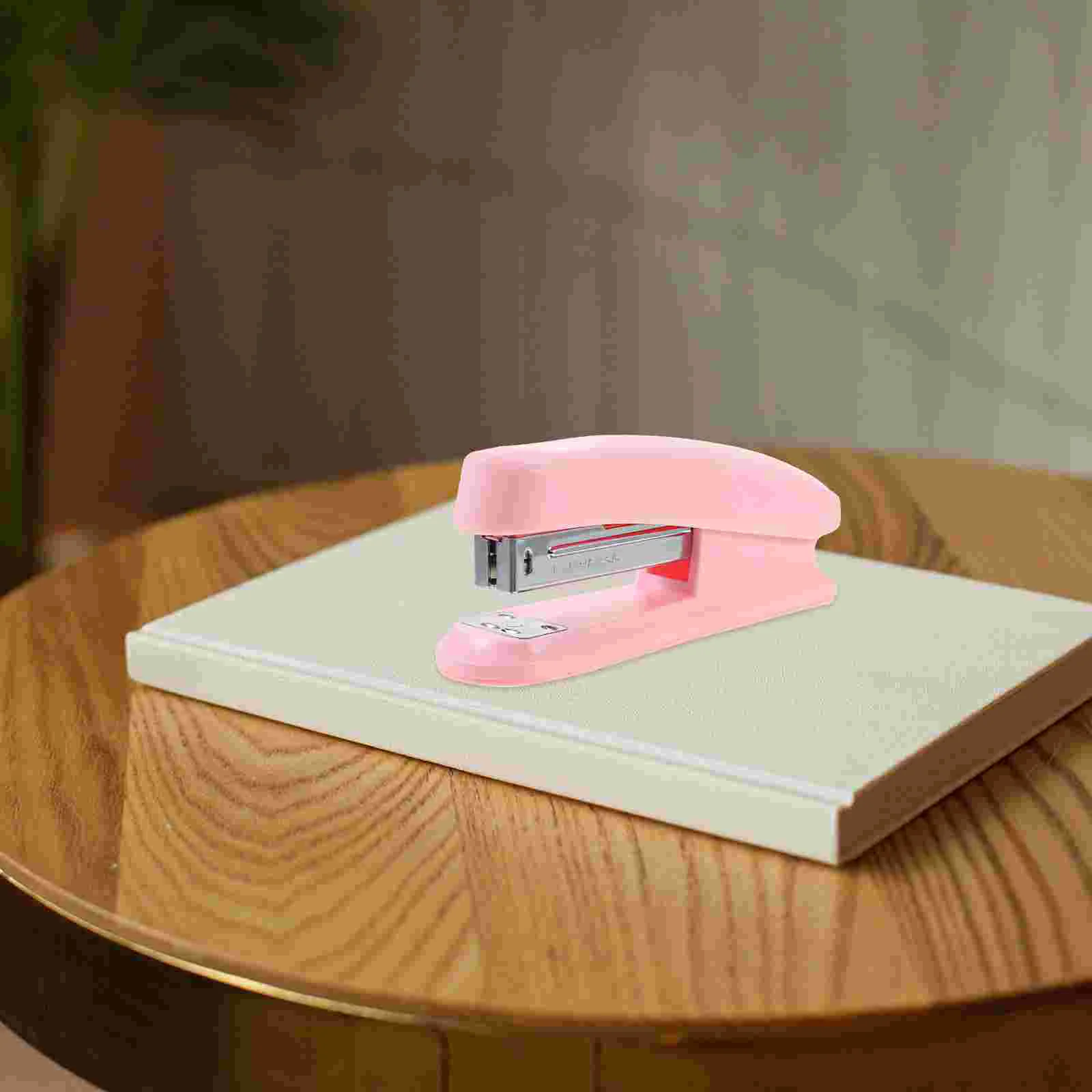 Office Desks Stapler Metal Handheld Staplers Bulk Classroom Supplies for Book Pink Heavy Duty