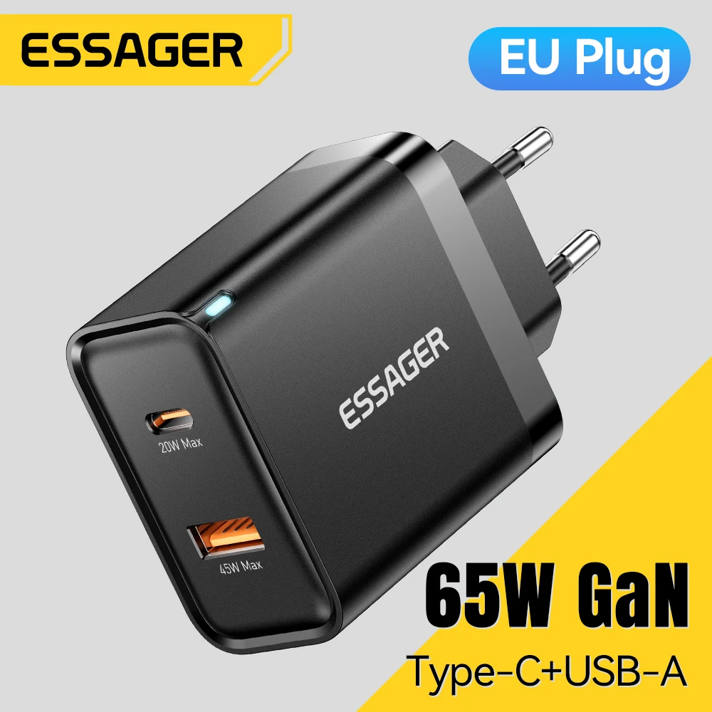 Essager  65W GaN Charger Quick Charge Type C QC4.0 Charger USB Charger for iPhone 15 14 Samsung Xiaomi Fast Charger For Laptop