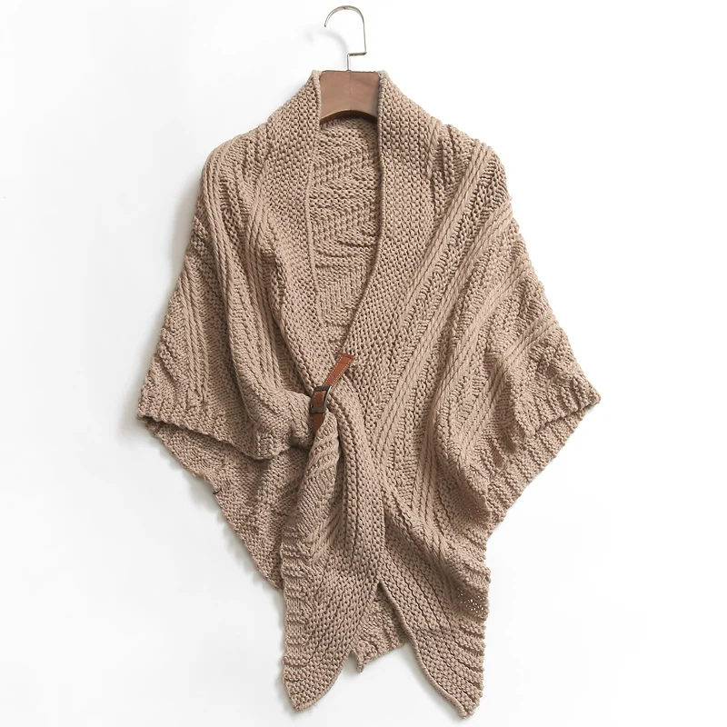 

Women's Knitted Scarf Shoulder Wrap Spring Autumn Winter Fashionable Versatile Polyester Fiber Outerwear Coat