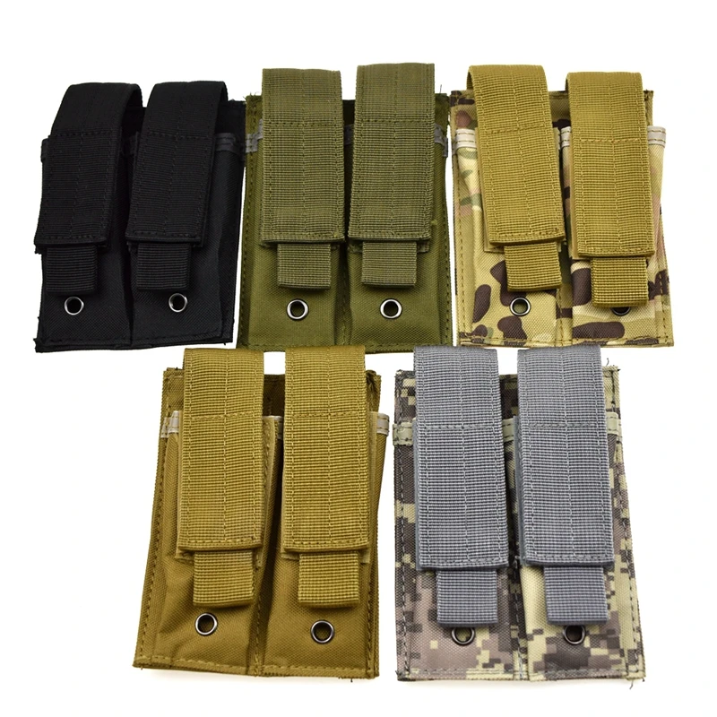 

Tactical MOLLE 9mm Mag Pouch Pistol Magazine Holder For Plate Carrier Vest Double Charger Pouch Hunting and Equipment Accessory