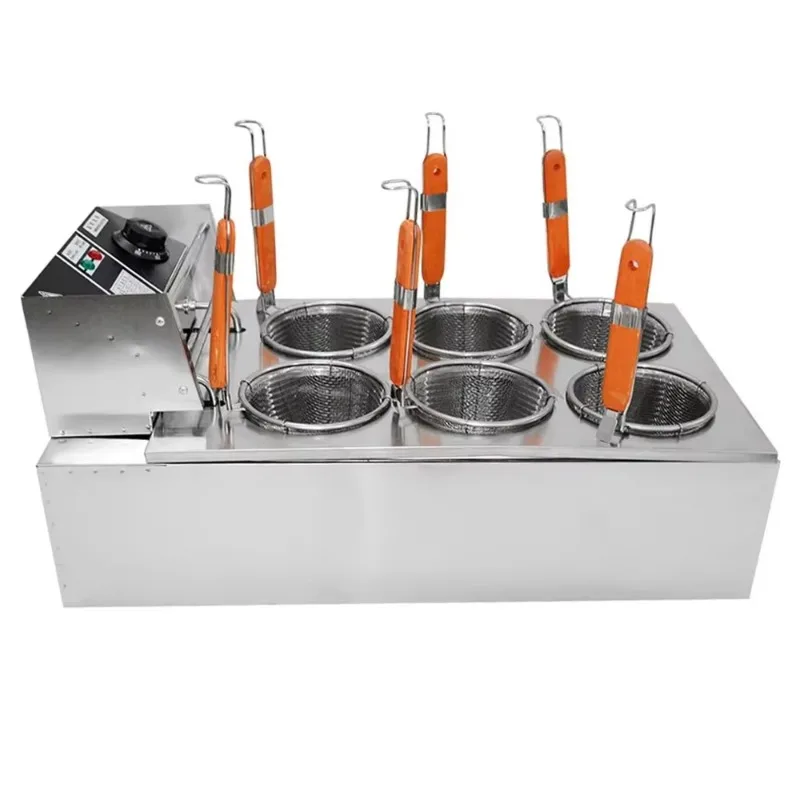 Commercial 6 Grids Pasta Cooker Electric 6000W Pasta Boiler Cooker Stainless Steel Express Noodle Cooker