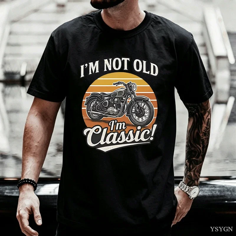 Vintage Motorcycle T Shirt Men Retro Motorcycle Graph Tee Short-Sved Comfortable Soft Loose Tee Trend Street s 2026 New Model Sh