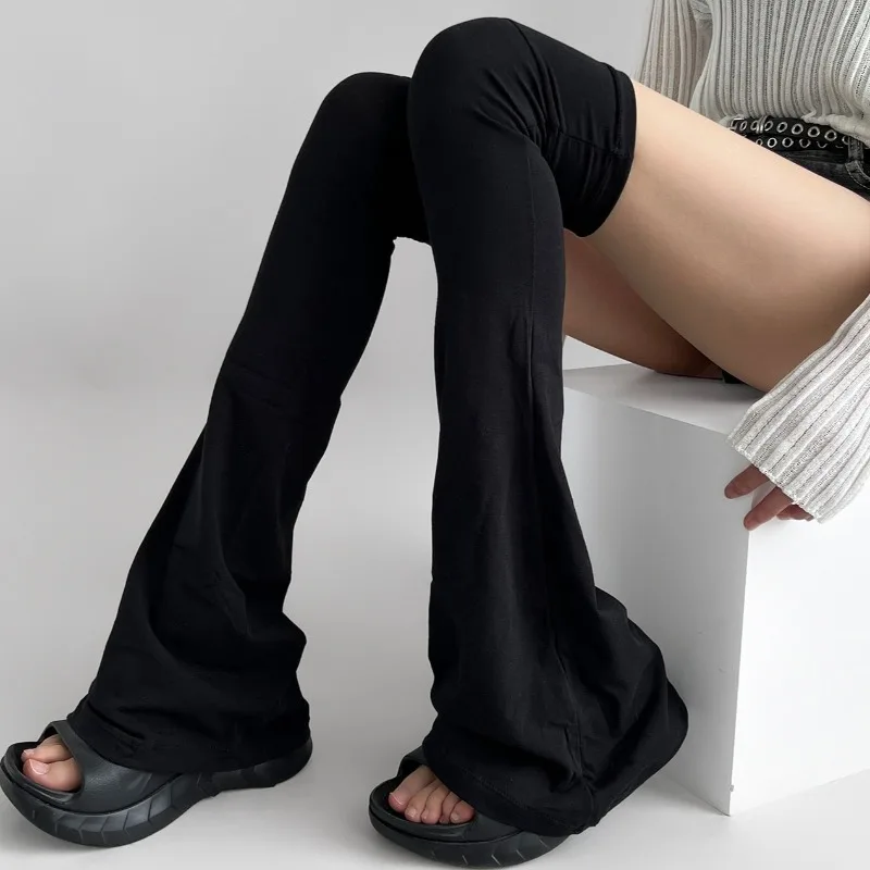 

Y2k Light Asian Black Sock Covers Over The Knee Flared Shape for Women Slimming Effect Leg Shape White Pile Leg Cover