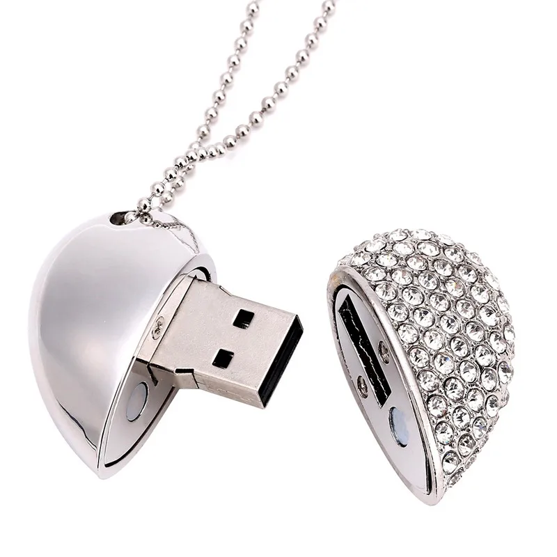 

JASTER hot selling crystal Heart-shaped USB 2.0 thumb drive External Storage 4GB 16GB 32GB 64GB External Storage