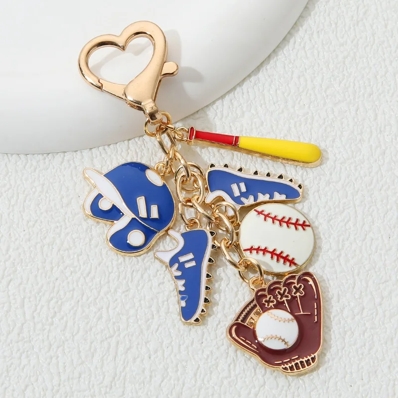 Classic Baseball Helmet Sneakers Enamel Keychain Cute Cartoon Sports Key Ring For Women Men Love Sport Friendship Handmade Gift