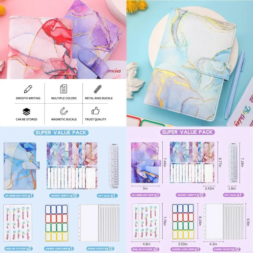 

LXAA мраморный бронзовый переплет из полиуретана, органайзер для планирования бюджета, денежные конверты для составления бюджета