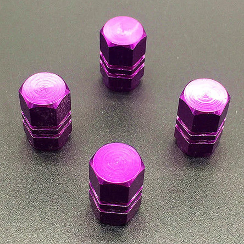4pcs Universal Aluminum Car Wheel Tire Tyre Valve Air Stem Cap Cover Purple