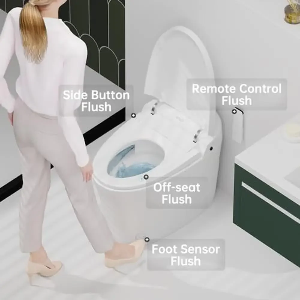 Intelligente Bidet-Toilette mit Pumpenunterstützung und Verdunkelungsspülung, beheizter Sitz, Dual-Auto-Spülung, Warmwasser-Fußsensor, Betrieb, modernes Design