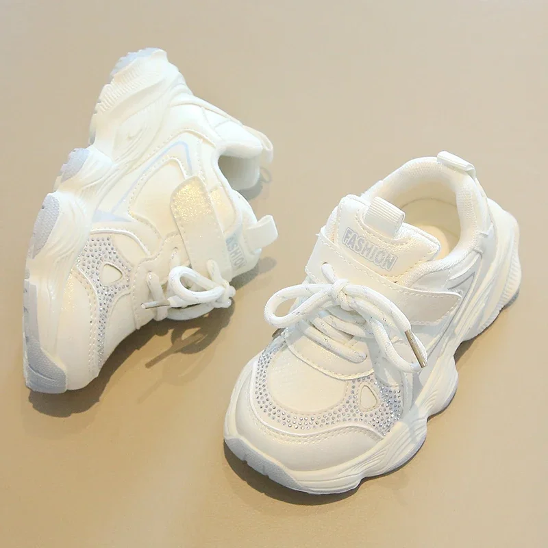 Kids Luxury Sneakers Elegant Rhinestone Girl's Fashion Sports Shoes School Running Breathable Non-slip Children Basketball Shoes