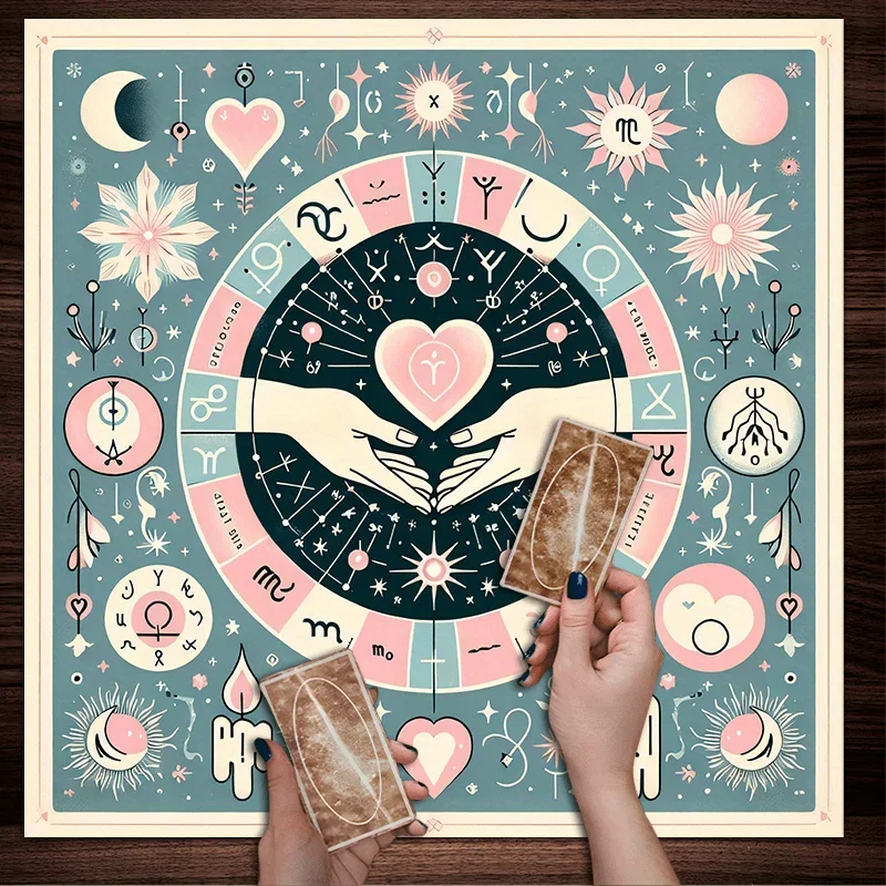 50/75/cm Tarot Tablecloth Star Language Wish Wallpaper Heart Shaped Star Chart Sun Moon Totem Bedroom Altar Astrology Decoration