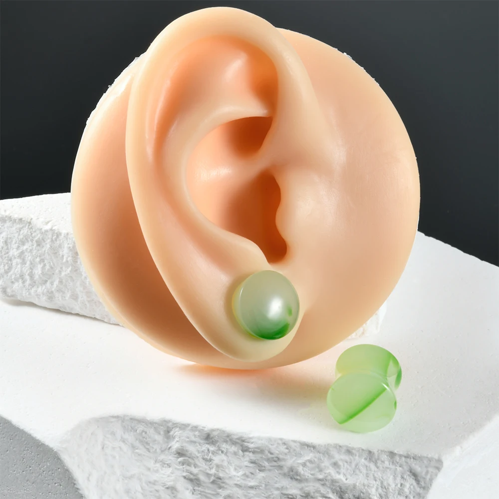 1PC Green Agate Stone Ear Gauge Double Flared Saddle Ear Plugs Ear Stretchers Tunnels Expanders Body Piercing Jewelry 6-30mm