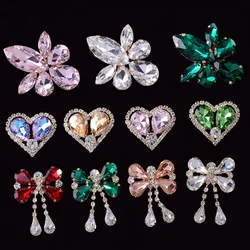 5Pcs Fashion Rhinestone Embellishments Buttons Flatback Decorative For Handicraft Bowknot Flower Decoration DIY Craft Supplies