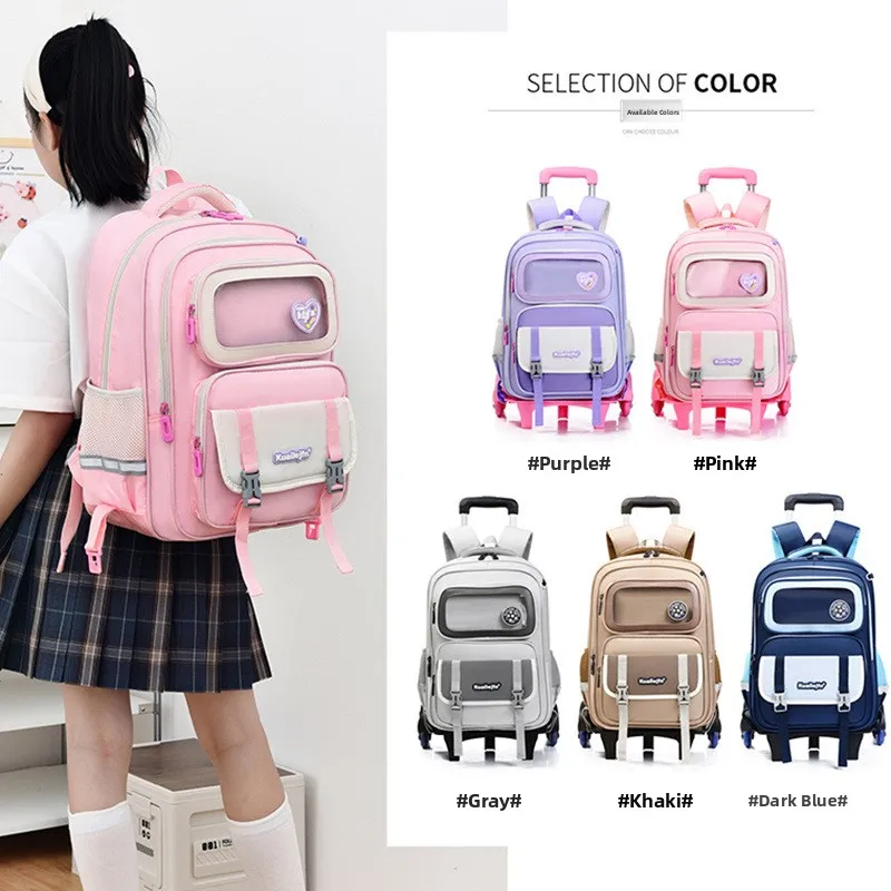 2026-new-waterproof-roller-backpack-multi-layer-elementary-school-student-bag-with-wheels-durable-polyester-dual-shoulder-bag