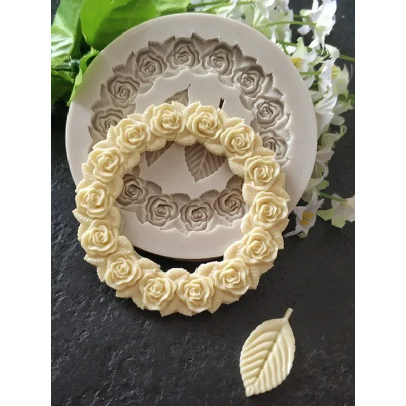 1 PC Rosette Leaves Silicone Mold Cake Diy Chocolate Mold Picture Frame Frame Sugar Baking Mold Molding Silicone