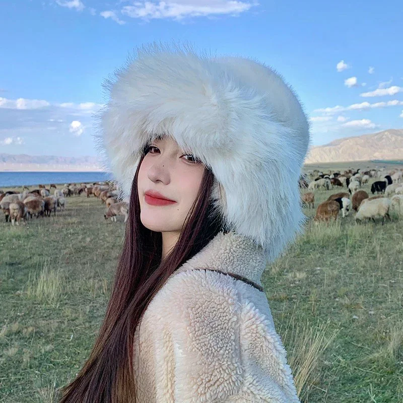 New Fluffy Fur Bucket Hat For Women Plush Fisherman Hat Warm Women's Winter Hat Thicken Cold Snowy Day Panama Cap Chrismas Gifts