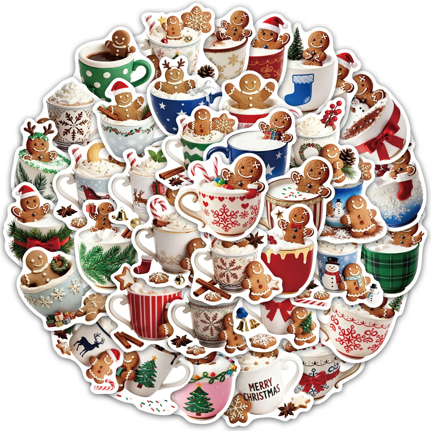 50PCS Weihnachten Kaffee Spaß Aufkleber DIY Telefon Fall Laptop Wasser Tasse Computer Spielzeug Aufkleber
