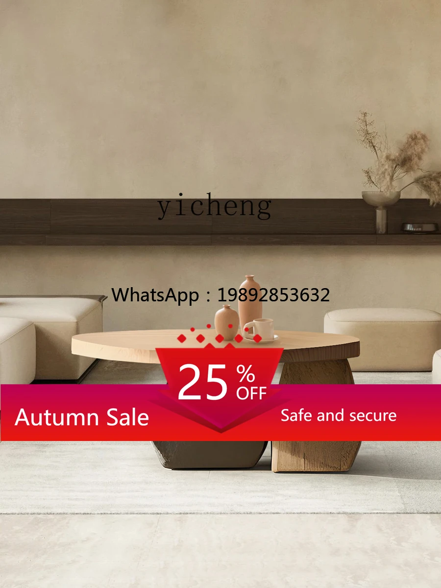 

Solid Wood Sofa Coffee Table Living Room Home Small Table High Sense Small round Table