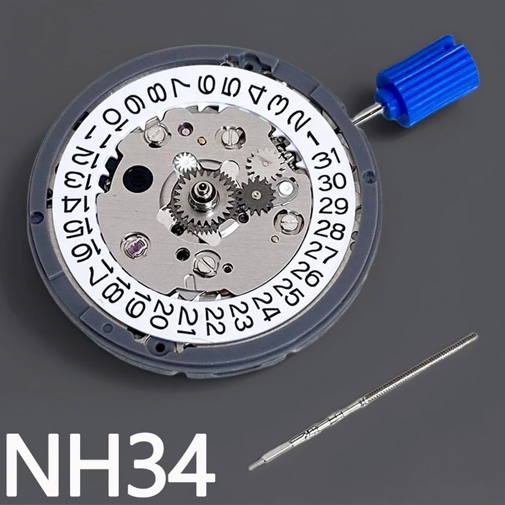 عالية الدقة التلقائية ذاتية اللف NH34 الحركة الميكانيكية التقويم الأبيض 24 مجموعة جذع المجوهرات