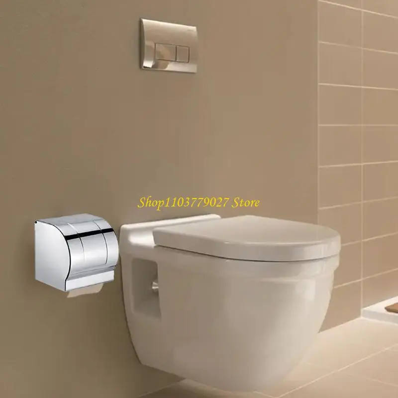 

C4DF Stainless Steel Tissue Roll Dispenser Toilet Paper Holder Home Wall Hanging Toilet Tissue Box with Tray on the Top