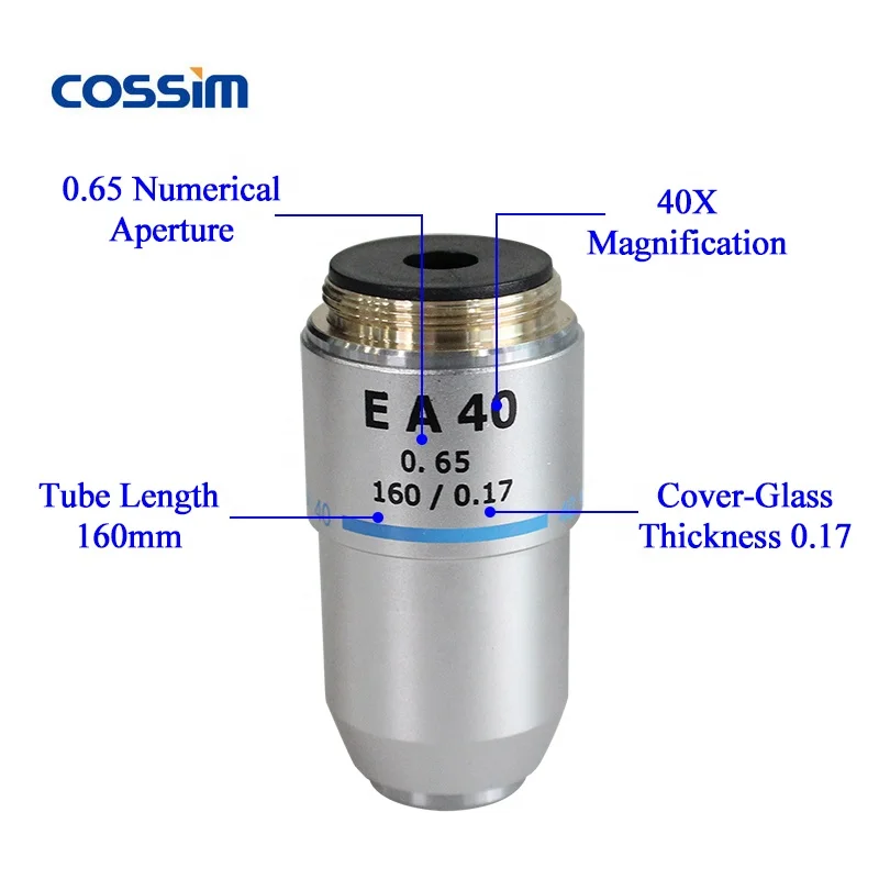 195mm 4X 10X 40X 100X Biological Microscope Achromatic Objective Microscope Lens