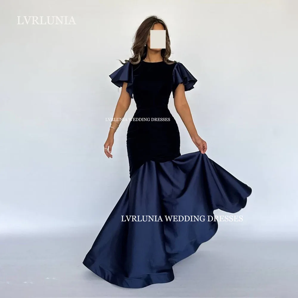 

LVRLUNIA Dark Blue ONeck Evening Dress Floor Length Party Dress Customized Women