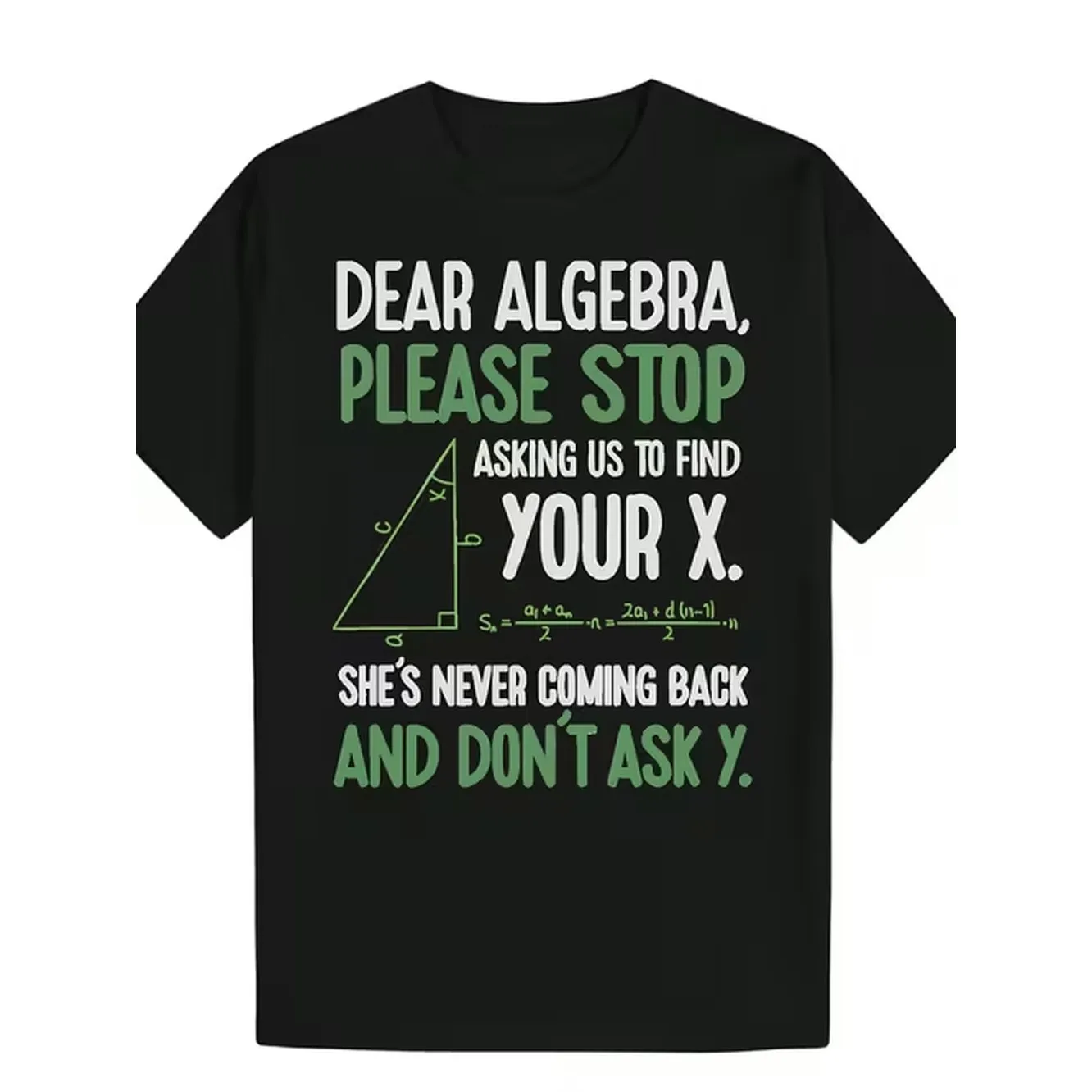 Camiseta divertida con broma de álgebra para adolescentes, estampado blanco y verde con X Y, cuello redondo informal, camiseta de verano para profesores de matemáticas, idea de regalo divertida, negra, unisex, para uso diario, ropa de calle de moda de verano 2025, de alta calidad, cómoda y casual.