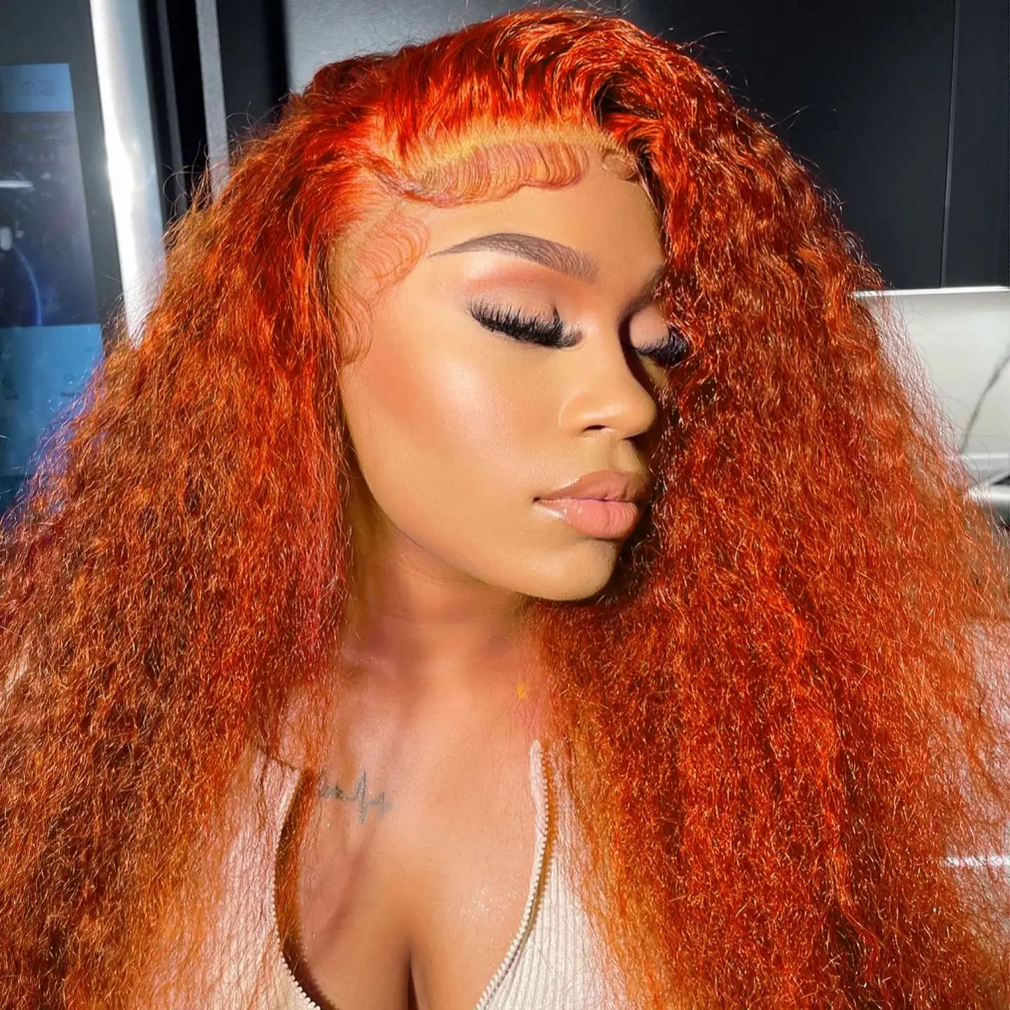 Curly Orange Ginger 13x6 Hd Lace Frontal Wigs Deep Water Wave Human Hair 100% Brazilian Choice For Women Cheap On Sale Clearance