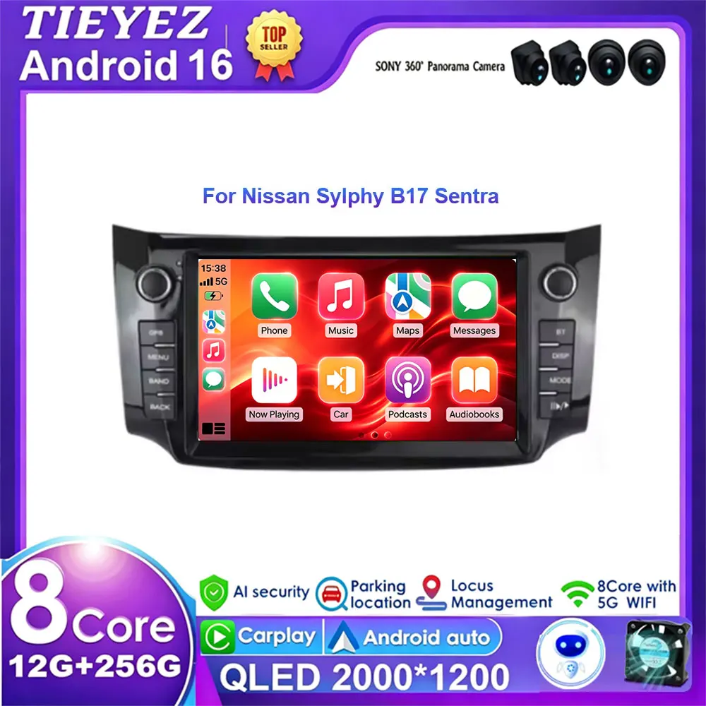 For Nissan Sylphy B17 Sentra 2012 2013 2014 2015 2016 2017 2018 Multimedia Navigation Car Radio Video Player GPS Android 16