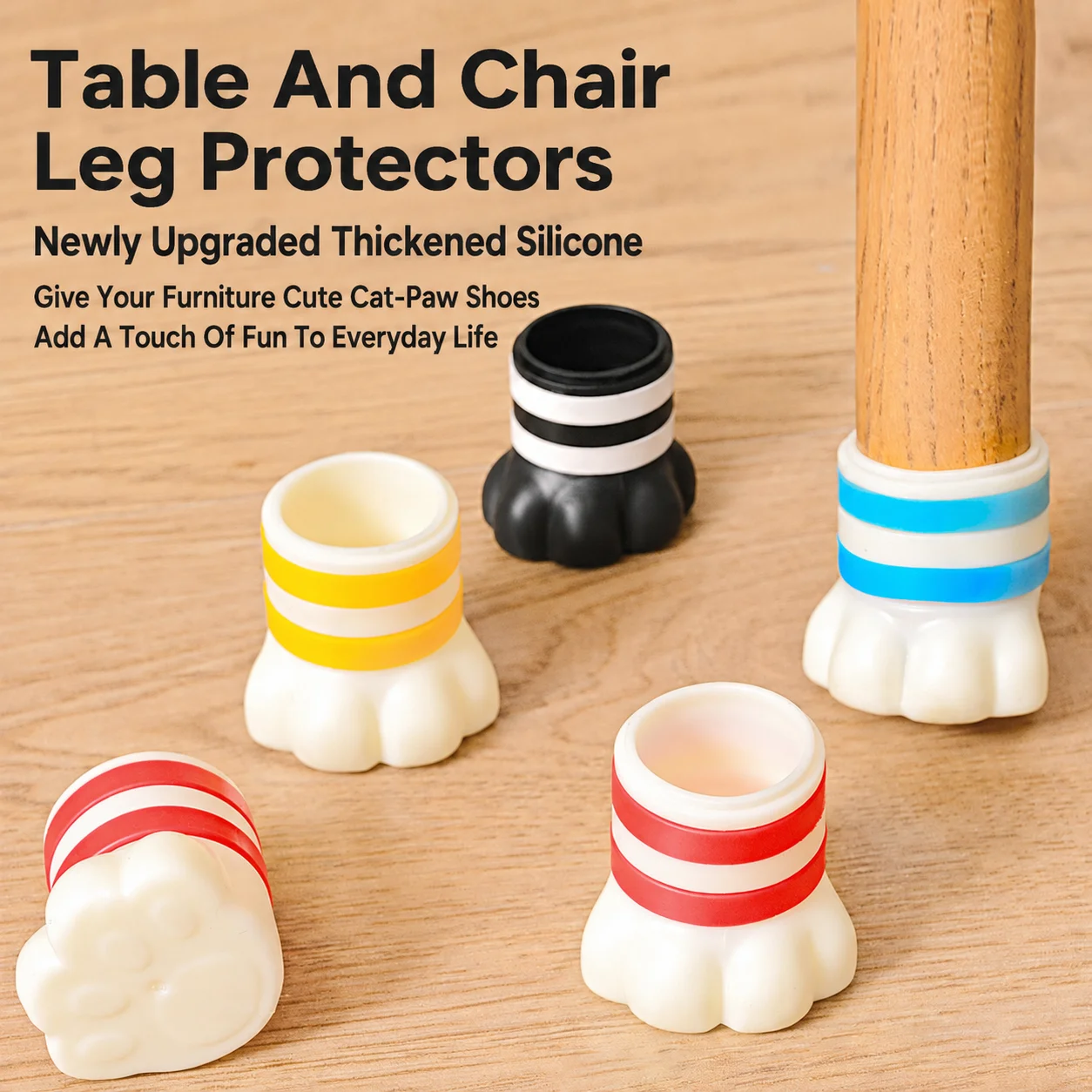 Cute Cat Paw Silicone Chair Leg Covers Anti Slip Table Feet Protectors Thickened Quiet Floor Scratch Protection Furniture Socks