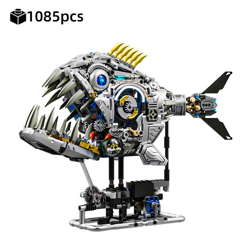 

Creative Marine Animal Linkage Building Blocks Model Mechanical Piranha MOC Style Educational Science Toy DIY Assembly Gift