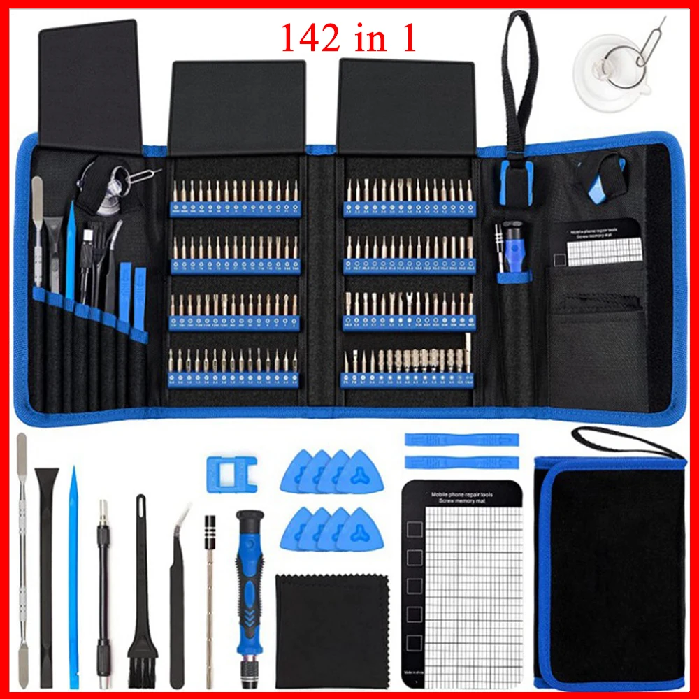 142Pcs Screwdriver Sets Electronics Precision Screwdriver with 120 Bits Magnetic Repair Tool Kit for Phone,Computer,Game Console