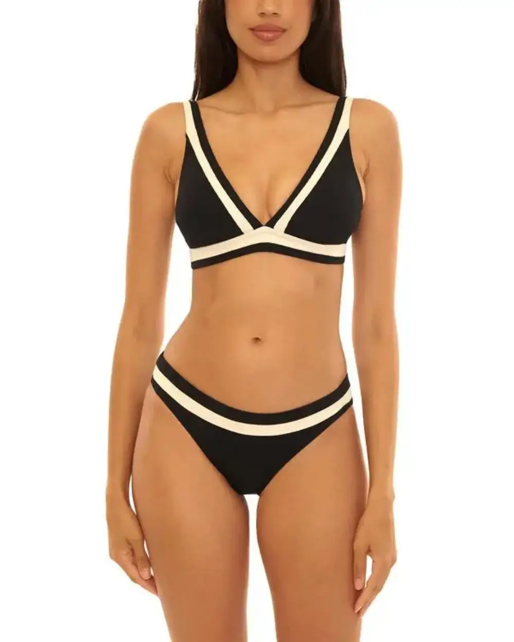 

Fashion Color Block V-Neck Bikini Women Swimwear Sexy Lady Bandage Low Waist Biquini Swimsuit Mujer Pool Beachwear Bathing Suit