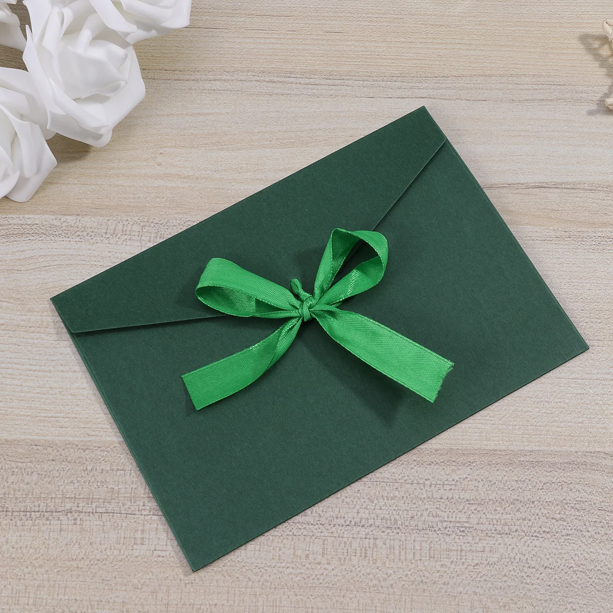 

10Pcs Invitation Envelopes Creative Bow Retro Solid Color Dark Green for Wedding Birthday Party Elegant Photo Letter Wrapping