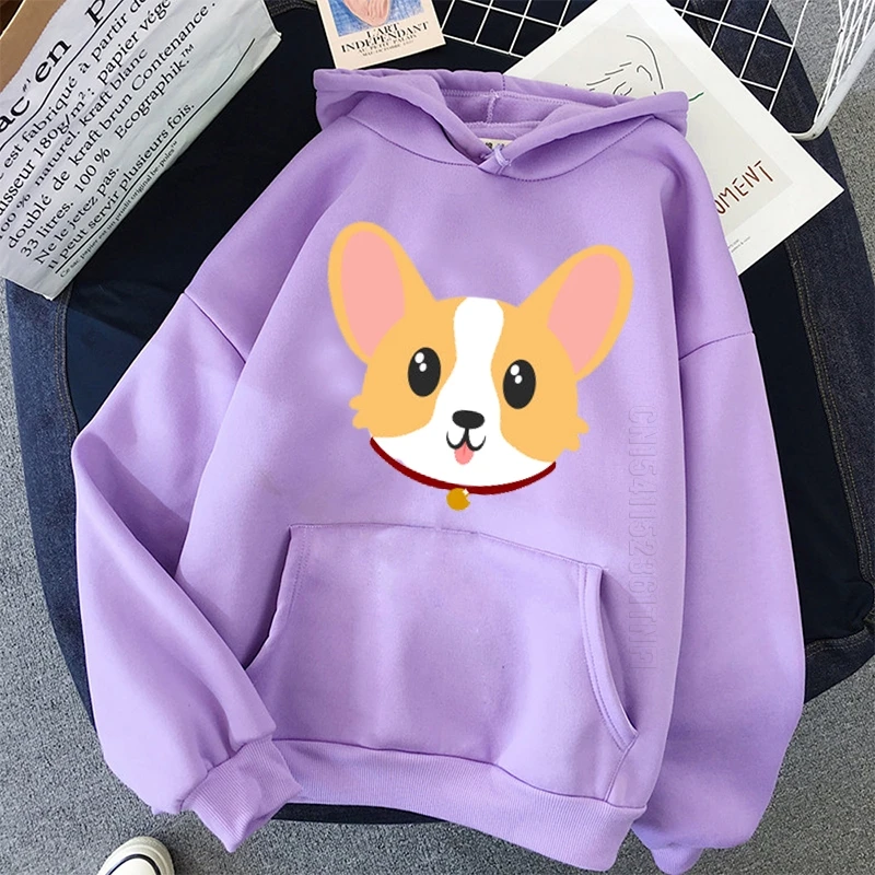 

Corgi Hamburger Men Hoodies Daily Casual Letters J-HOOOOOPE Printing Women Streetwear Hoody Color Patchwork Pullover