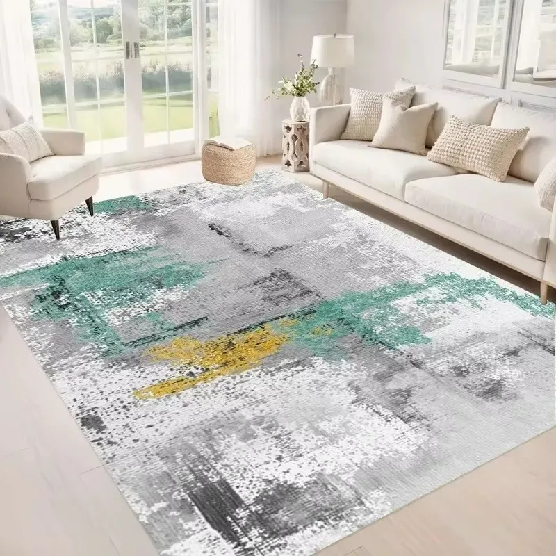 Faux Cashmere Washable Base Rug, Household Floor Mat for Living Room & Bedside