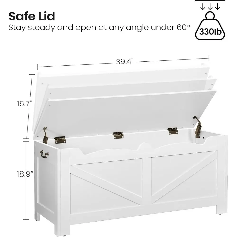 صندوق تخزين خشبي كبير جدًا مع سطح رفع، مقعد أحذية أبيض للمدخل وغرفة النوم وغرفة المعيشة - SB04503X #2