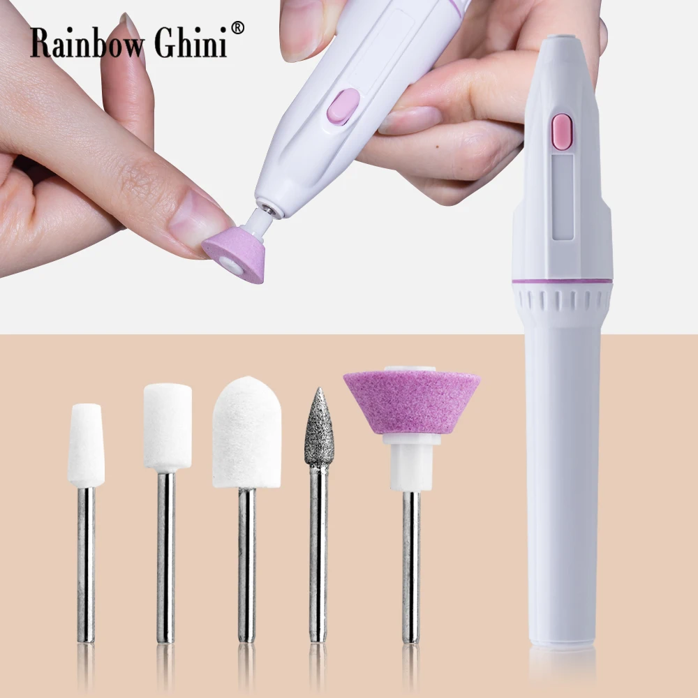 Pulidor de uñas, Mini taladro eléctrico para uñas, conjunto adecuado para uñas y pies, herramientas profesionales portátiles para decoración de uñas