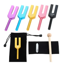1set 4096 Hz Tuning Fork & Wood Hammer & Storage Bag & Cloth Releasing Stress Crystal Cleaning Promoting Energy Purification