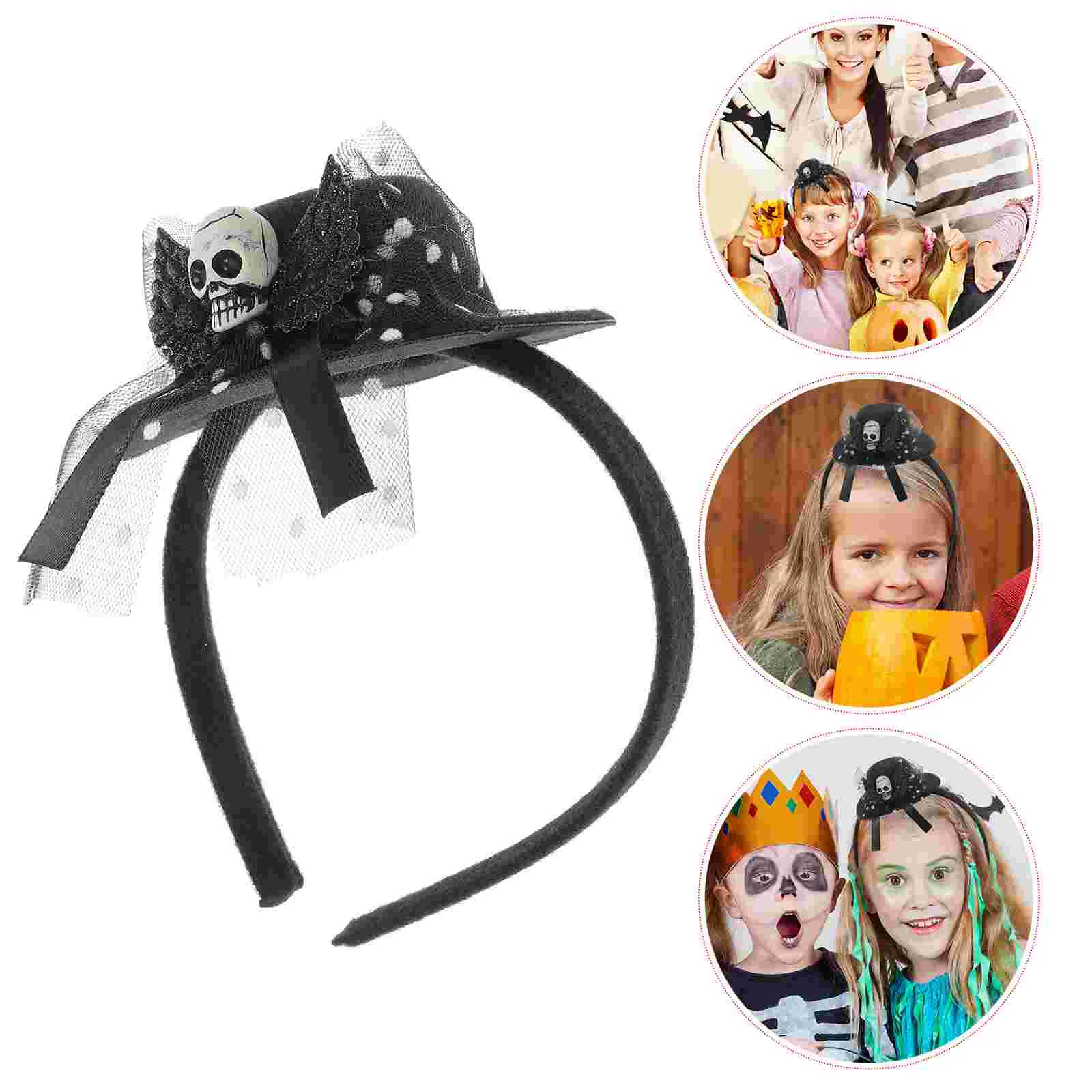 Skull Hat Headband Halloween Decorations Creepy Headdress Hair Hoop Makeup Black Headbands Accessories