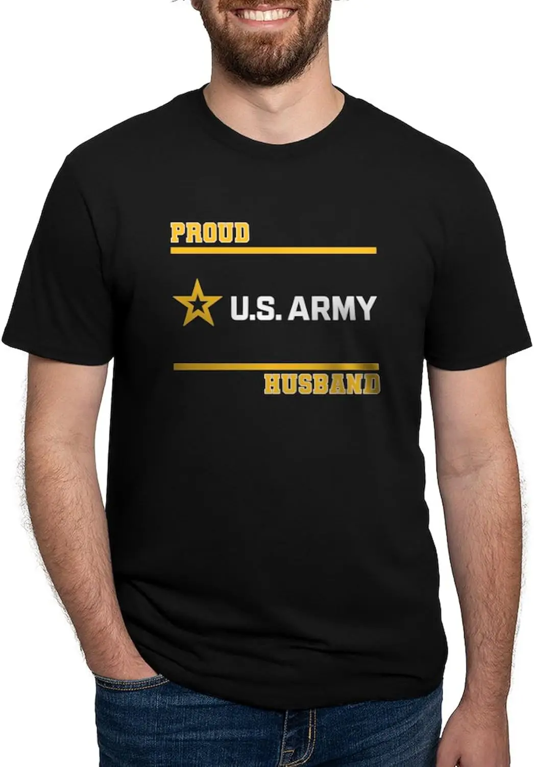 CafePress Proud Army Husband White and Gold T Shirt Men's Deluxe Tri-Blend Shirt