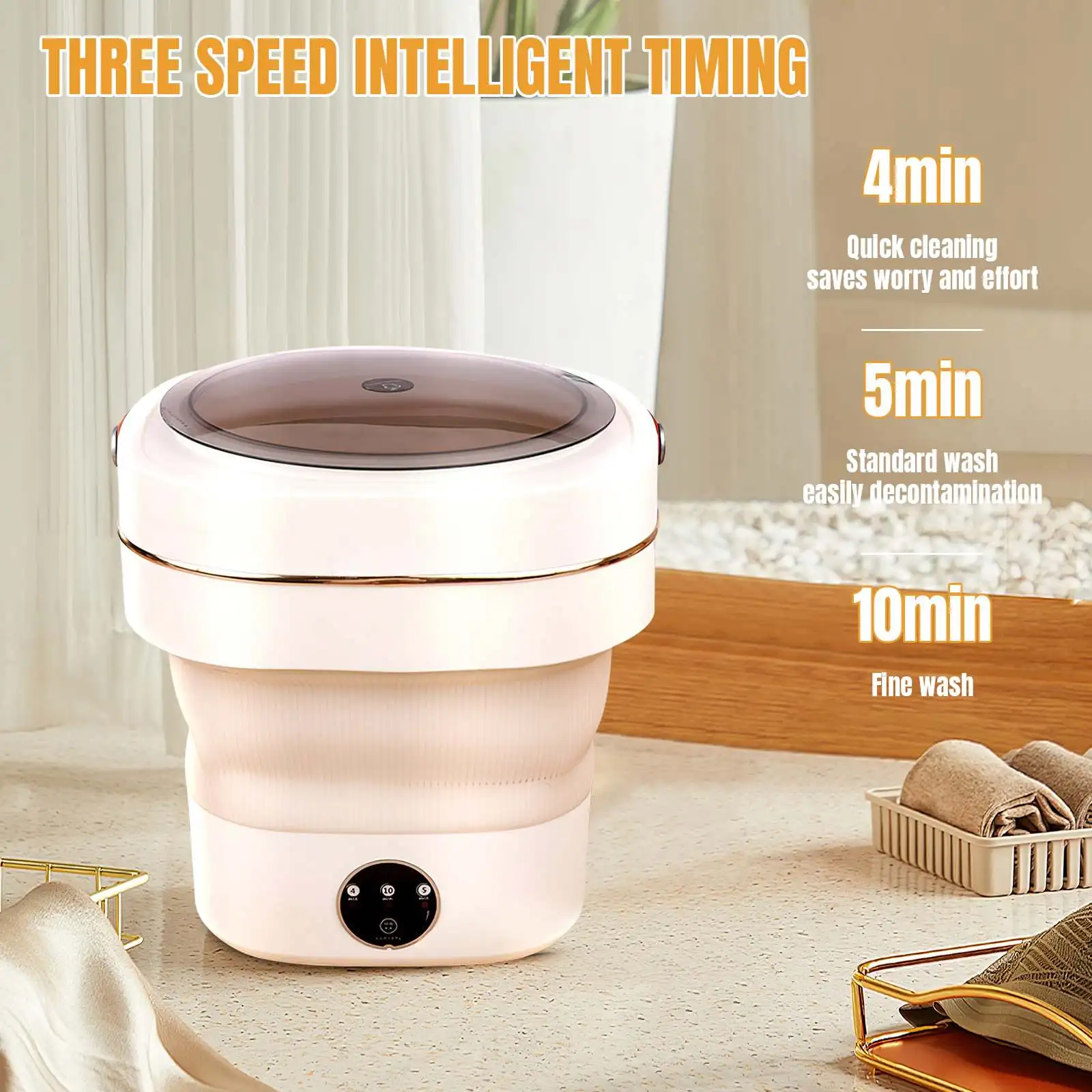 9L Portable Small Foldable Washing Machine with Spin Dryer For Socks Underwear Panties Washer Household Mini Washing Machine