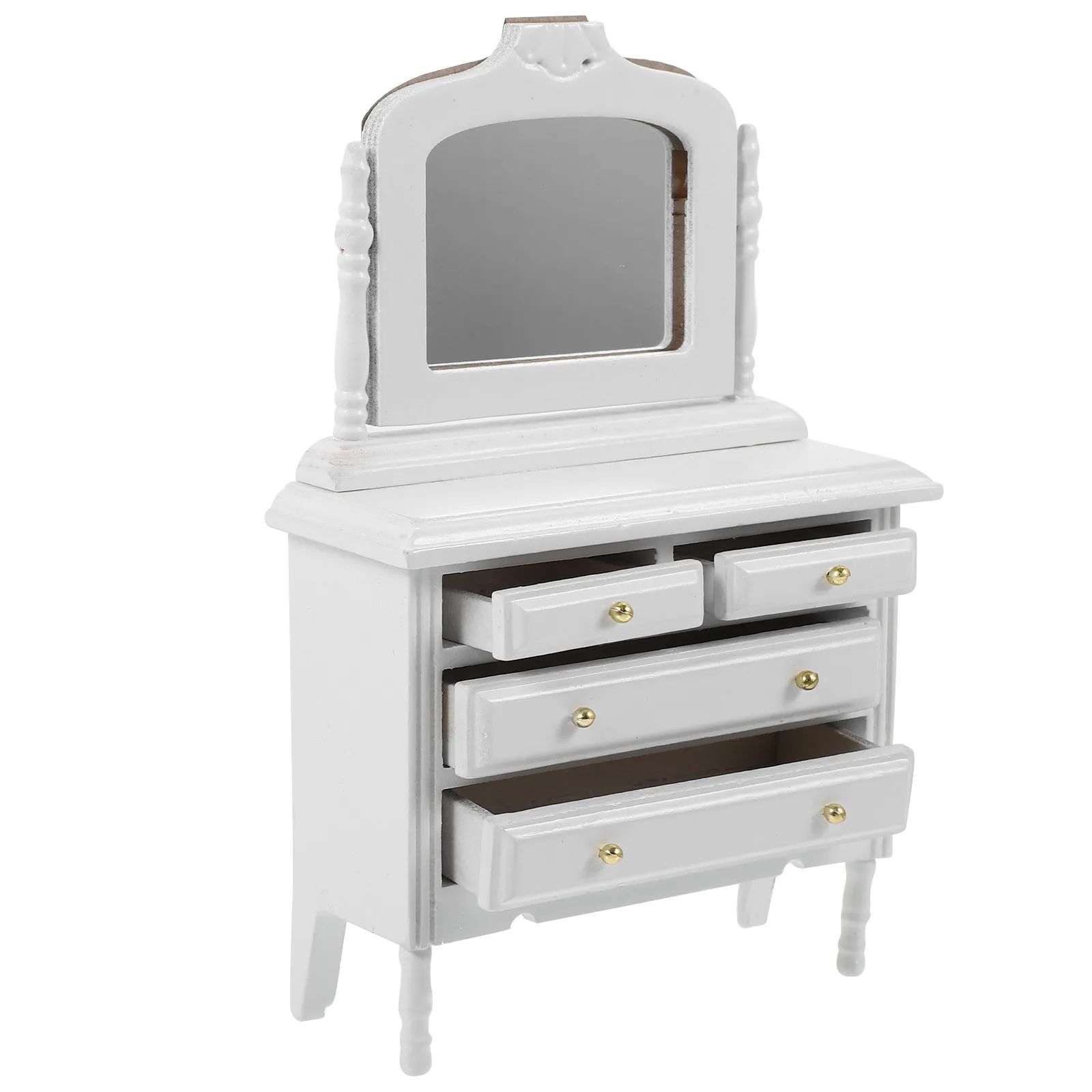 

1:12 Scale Miniature Dressing Cabinet Wooden Mini Cabinet Bedroom Accessories Tiny Miniature Furniture Decor Mini Dressing Table